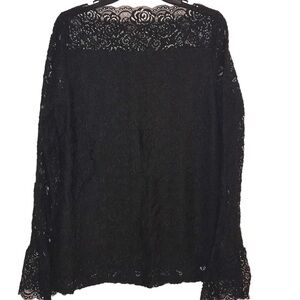 ADIVA Womans Large Stretch Lace Blouse Black